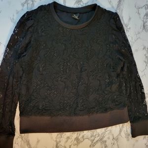 Worthington Black Lace Sweater Size Large